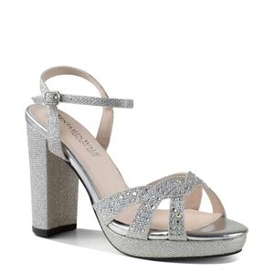 Benjamin Walk Platform Rhinestone Covered Silver Heels